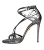 Dolce & Gabbana Silver Keira Leather Heels Sandals Shoes