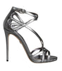 Dolce & Gabbana Silver Keira Leather Heels Sandals Shoes
