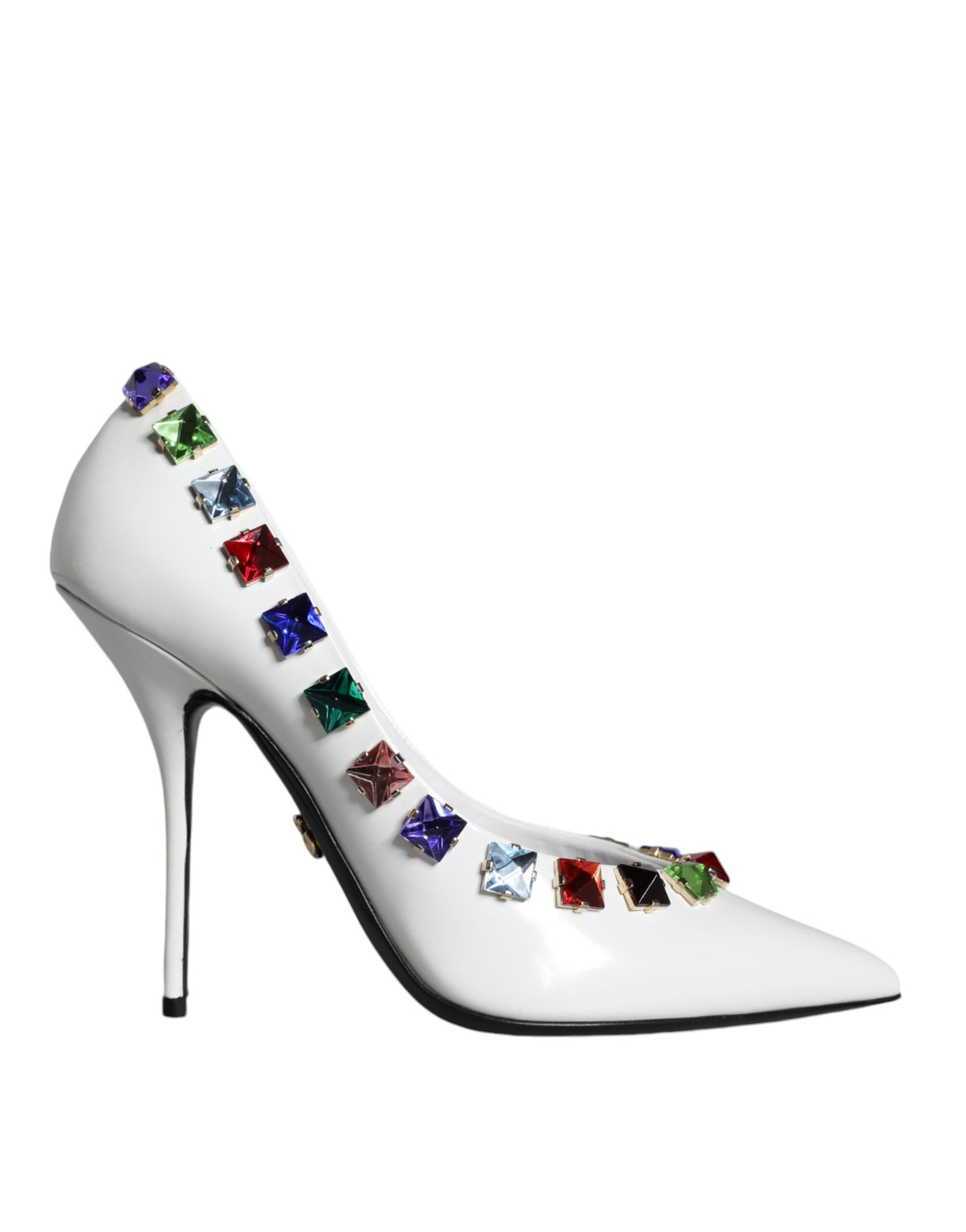 Escarpins à talons hauts en cuir à cristaux blancs Dolce &amp; Gabbana