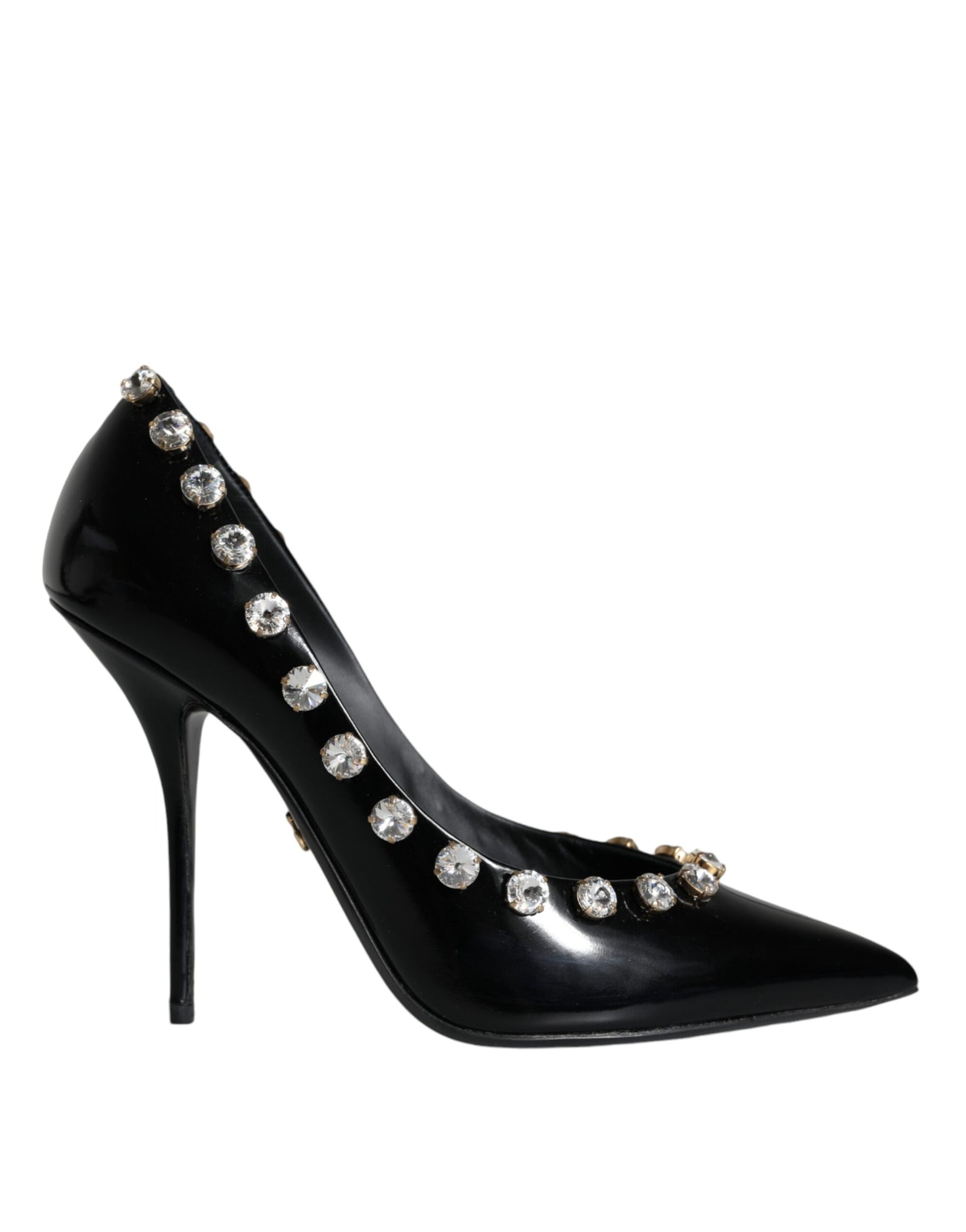 Escarpins à talons hauts en cuir noir et cristaux Dolce &amp; Gabbana