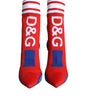 Dolce & Gabbana Red Blue Stretch Sock Style Ankle Boots Logo Shoes