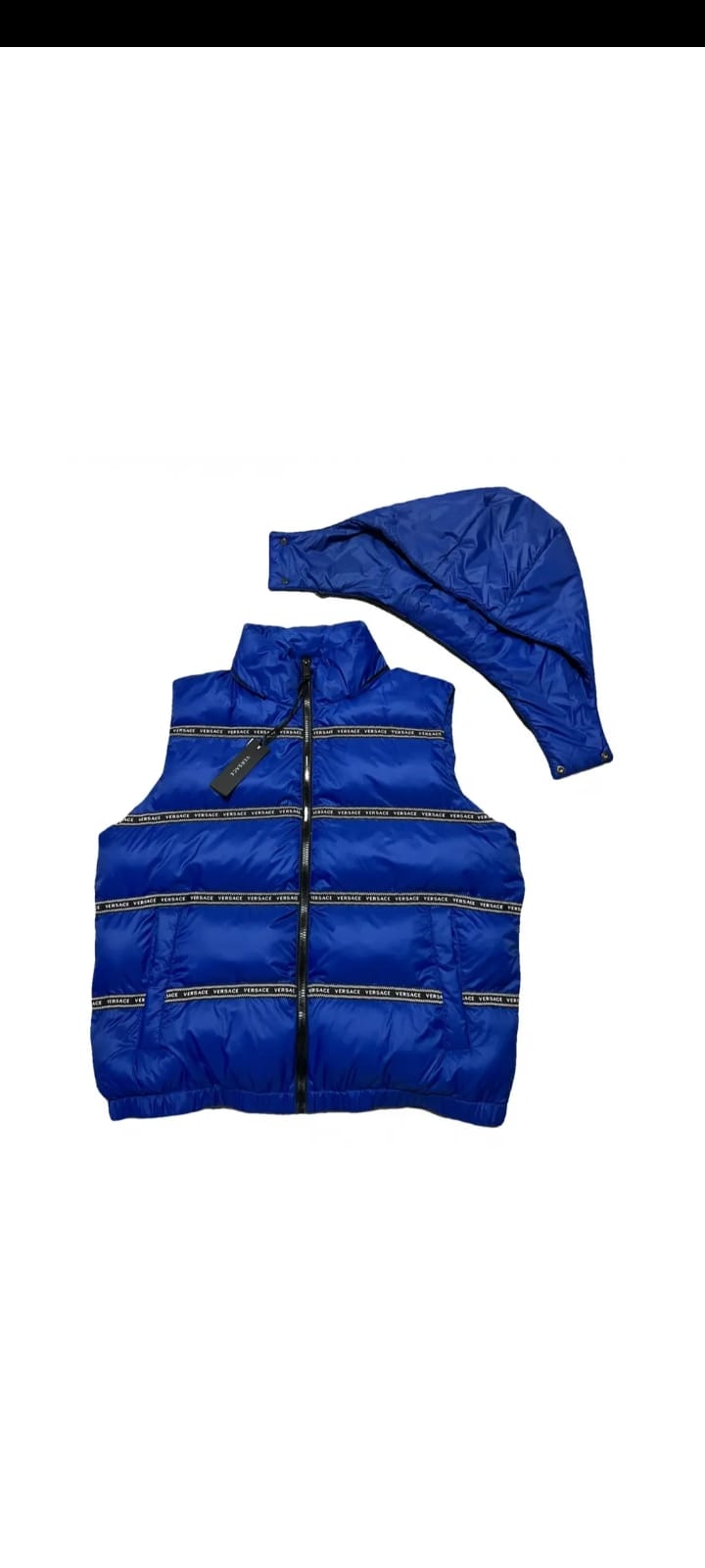 Gilet élégant à capuche amovible avec logo noir Versace