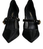 Dolce & Gabbana Black Mesh Mary Jane Crystal Heel Pumps Shoes