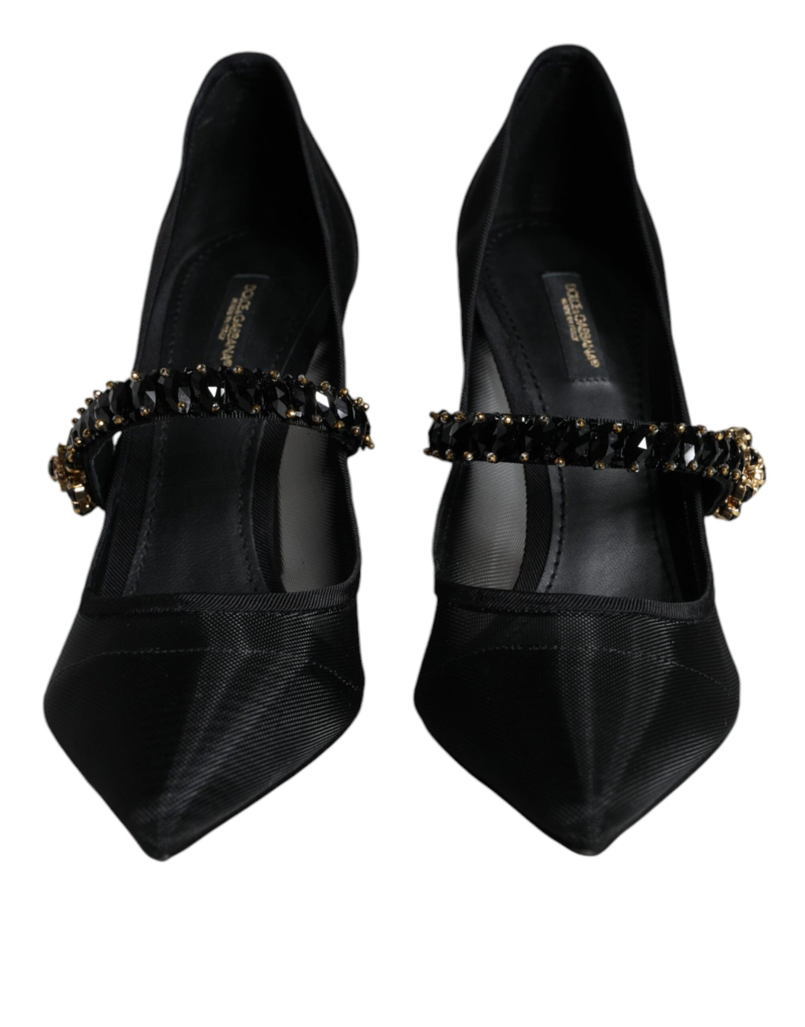 Escarpins Dolce & Gabbana en maille noire Mary Jane à talons en cristal