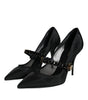 Dolce & Gabbana Black Mesh Mary Jane Crystal Heel Pumps Shoes