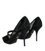 Dolce & Gabbana Black Mesh Mary Jane Crystal Heel Pumps Shoes