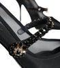Dolce & Gabbana Black Mesh Mary Jane Crystal Heel Pumps Shoes