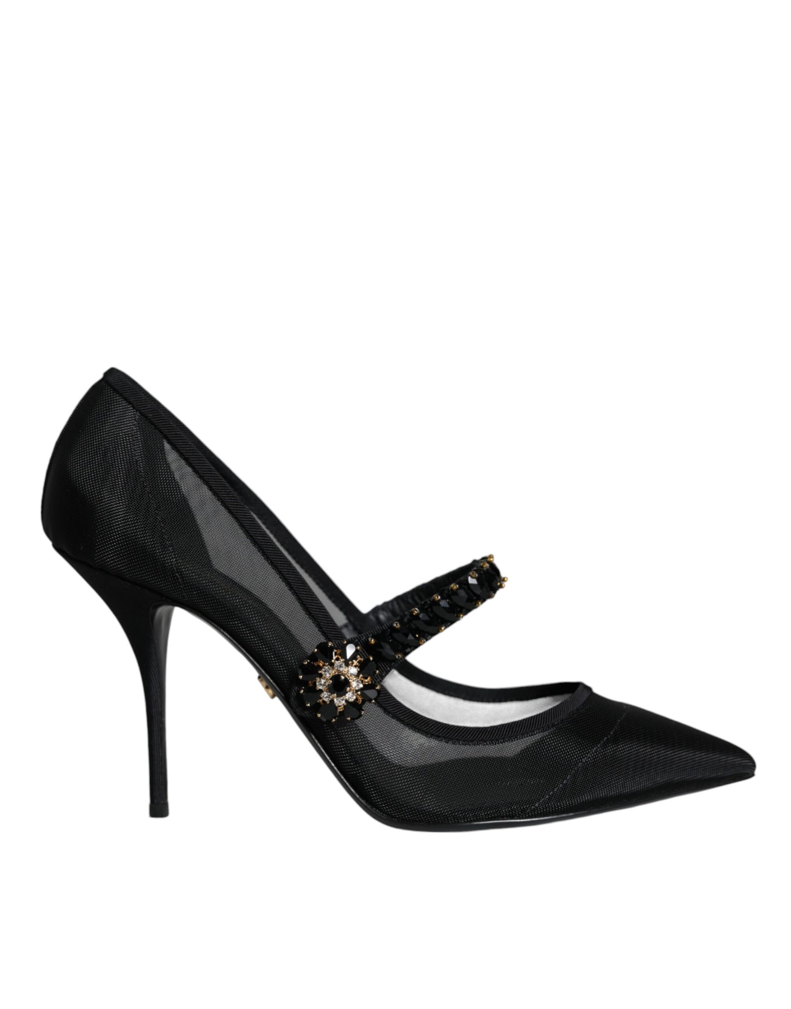 Escarpins Dolce & Gabbana en maille noire Mary Jane à talons en cristal