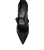 Dolce & Gabbana Black Mesh Mary Jane Crystal Heel Pumps Shoes