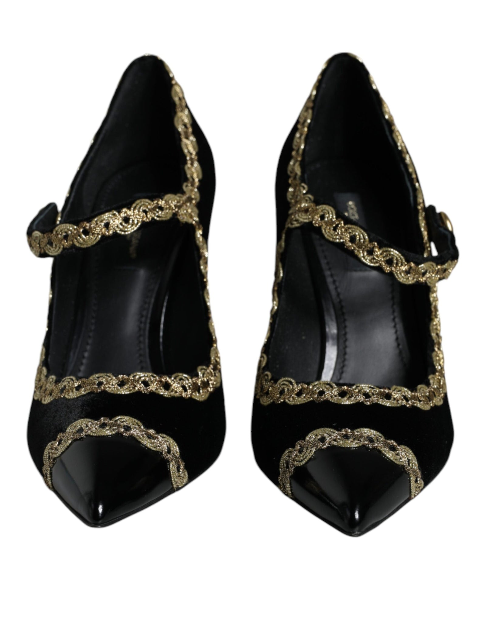 Escarpins Dolce & Gabbana Mary Janes noirs en velours doré
