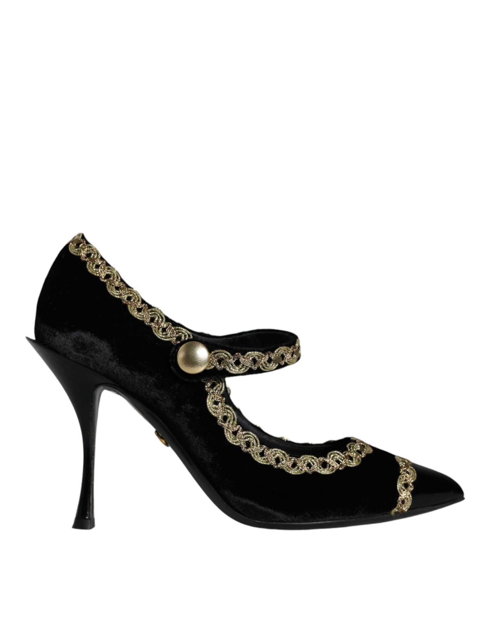 Escarpins Dolce & Gabbana Mary Janes noirs en velours doré