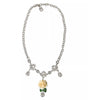 Dolce &amp; Gabbana Silver Brass Clear Crystal Roses Pendants Necklace