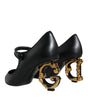 Dolce & Gabbana Black Leather Logo Heels Mary Janes Pumps Shoes