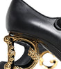 Dolce & Gabbana Black Leather Logo Heels Mary Janes Pumps Shoes