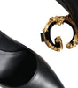 Dolce & Gabbana Black Leather Logo Heels Mary Janes Pumps Shoes