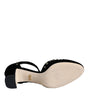 Dolce & Gabbana Black Velvet Roses Ankle Strap Pumps Shoes