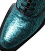 Dolce & Gabbana Blue Leather Derby Block Heels Dress Shoes