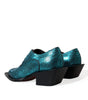 Dolce & Gabbana Blue Leather Derby Block Heels Dress Shoes