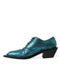 Dolce & Gabbana Blue Leather Derby Block Heels Dress Shoes