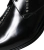 Dolce & Gabbana Black Leather Crystal Dress Formal Shoes