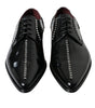 Dolce & Gabbana Black Leather Crystal Dress Formal Shoes