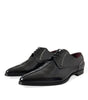 Dolce & Gabbana Black Leather Crystal Dress Formal Shoes