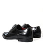 Dolce & Gabbana Black Leather Crystal Dress Formal Shoes