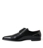 Dolce & Gabbana Black Leather Crystal Dress Formal Shoes