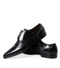 Dolce & Gabbana Black Leather Crystal Dress Formal Shoes