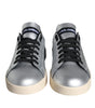 Dolce & Gabbana Silver Portofino Calf Leather Sneakers Shoes