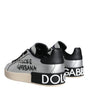 Dolce & Gabbana Silver Portofino Calf Leather Sneakers Shoes