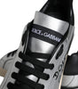 Dolce & Gabbana Silver Portofino Calf Leather Sneakers Shoes