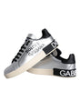 Dolce & Gabbana Silver Portofino Calf Leather Sneakers Shoes