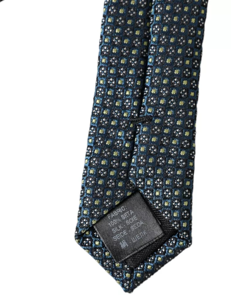 Dolce &amp; Gabbana Green Patterned 100% Silk Adjustable Men Tie