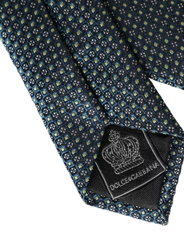 Dolce &amp; Gabbana Green Patterned 100% Silk Adjustable Men Tie
