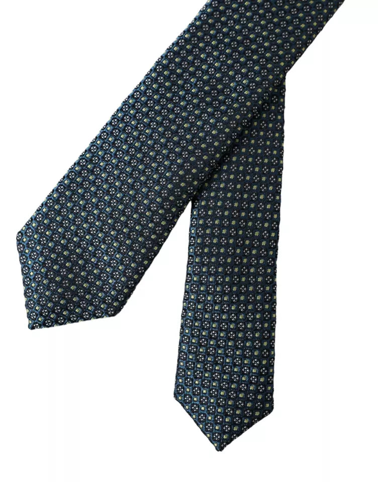 Dolce &amp; Gabbana Green Patterned 100% Silk Adjustable Men Tie