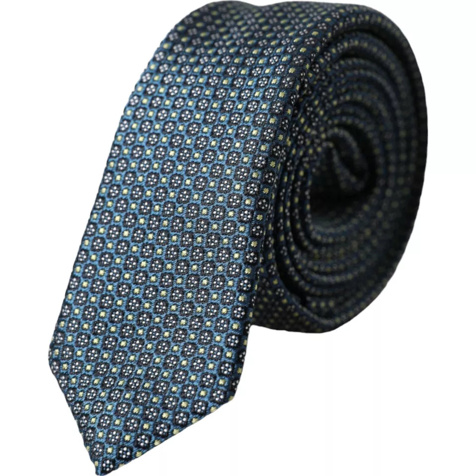 Dolce &amp; Gabbana Green Patterned 100% Silk Adjustable Men Tie