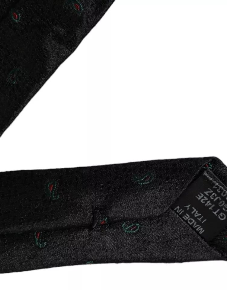 Dolce &amp; Gabbana Black Fantasy 100% Silk Adjustable Men Tie