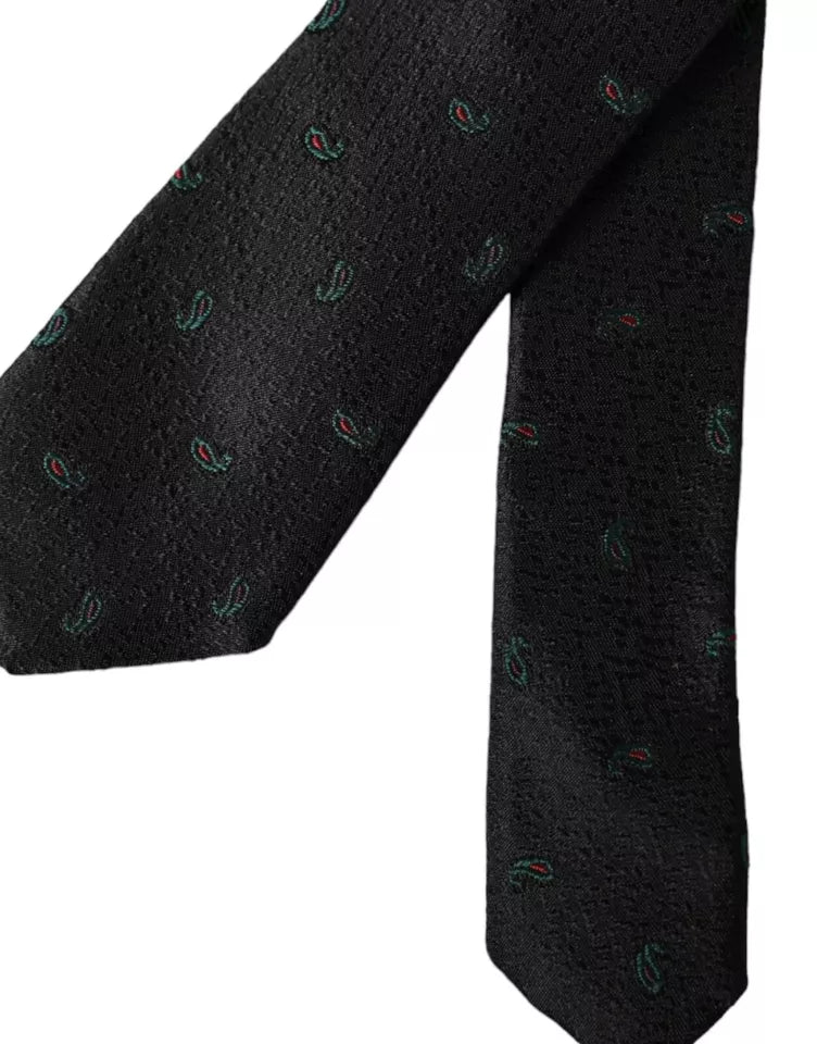 Dolce &amp; Gabbana Black Fantasy 100% Silk Adjustable Men Tie