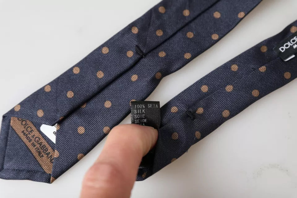 Dolce &amp; Gabbana Black Dotted Fantasy Silk Adjustable Men Tie