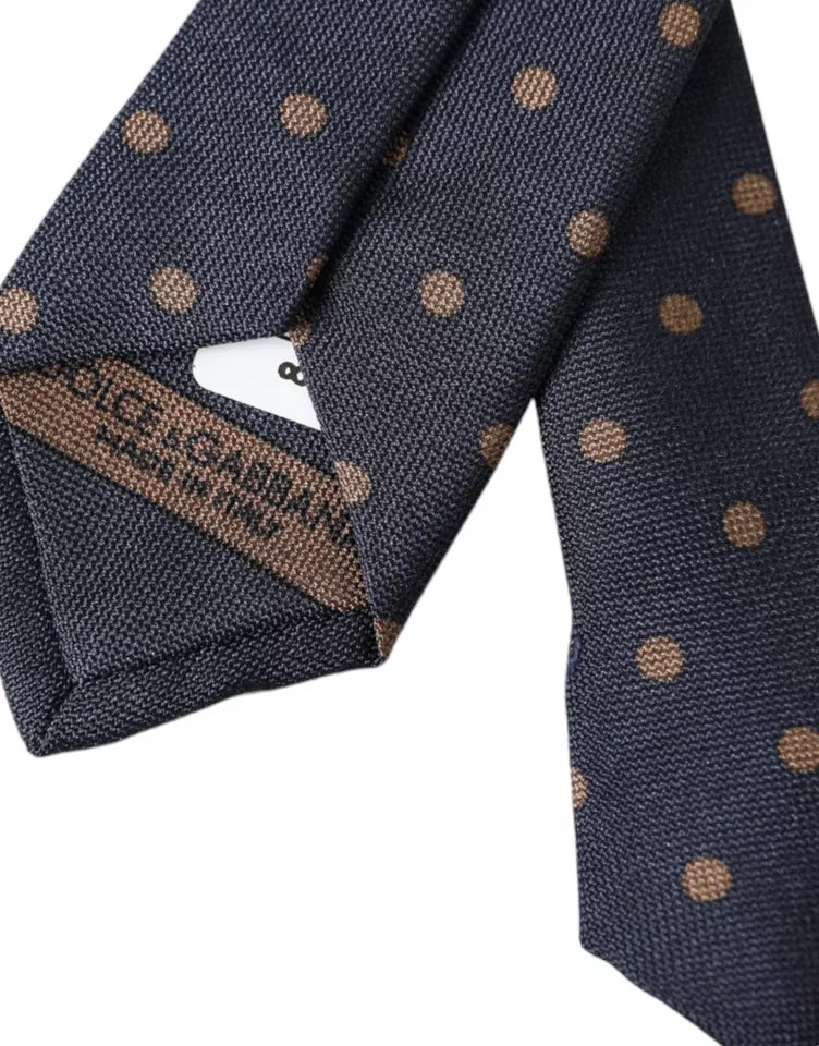 Dolce &amp; Gabbana Black Dotted Fantasy Silk Adjustable Men Tie