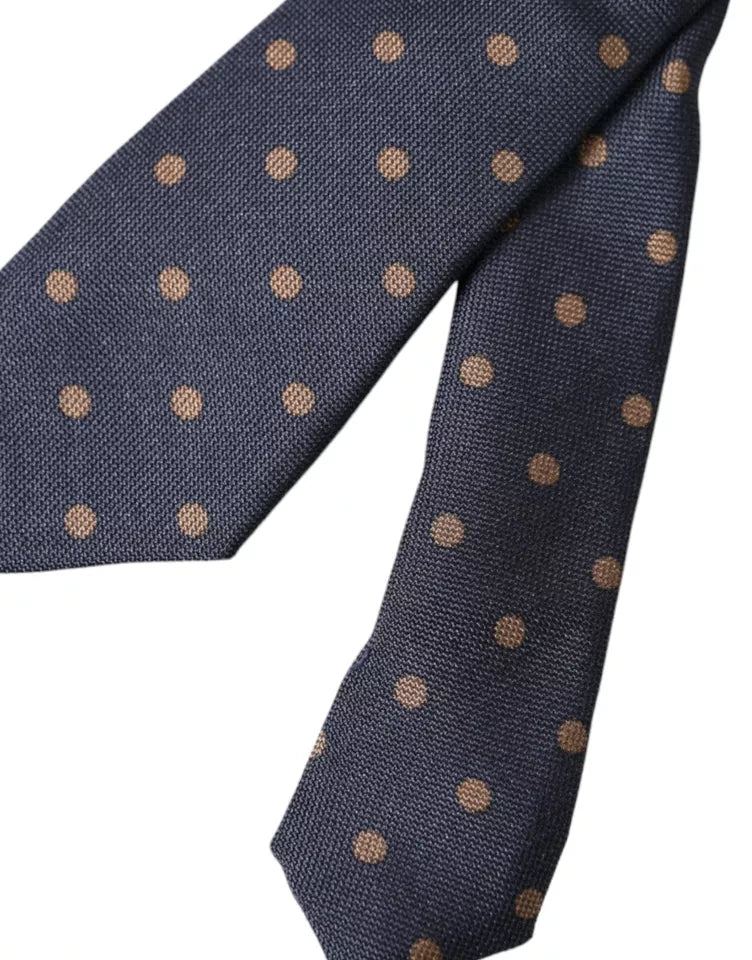 Dolce &amp; Gabbana Black Dotted Fantasy Silk Adjustable Men Tie