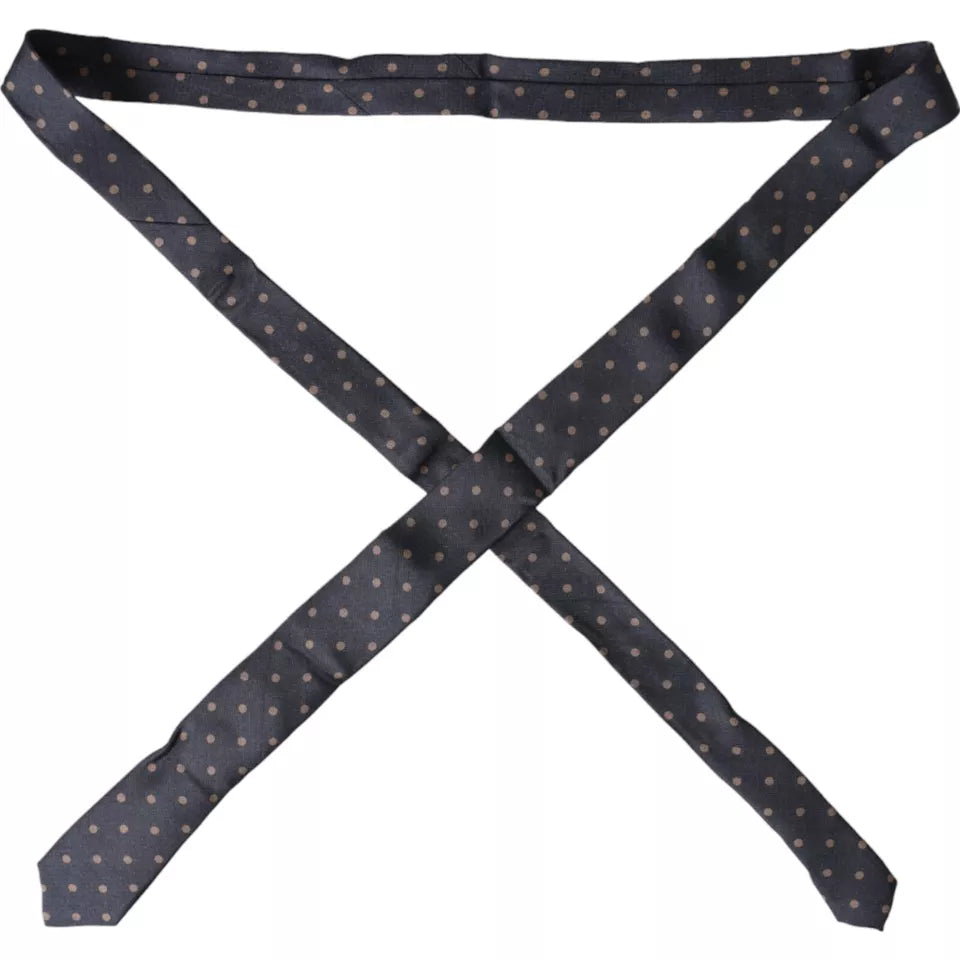 Dolce &amp; Gabbana Black Dotted Fantasy Silk Adjustable Men Tie