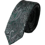Dolce &amp; Gabbana Green Floral Pattern 100% Silk Adjustable Men Tie