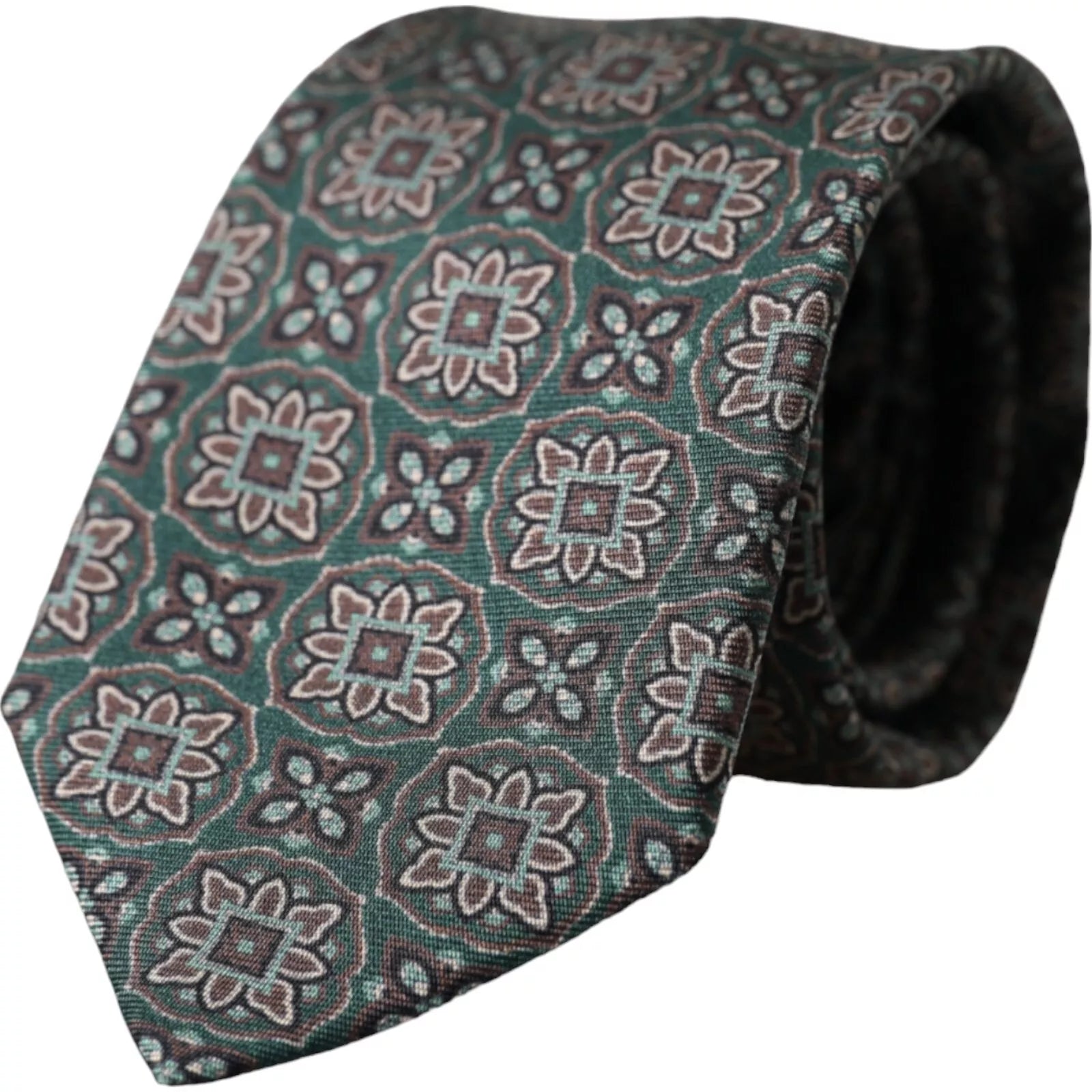Dolce &amp; Gabbana Green Patterned 100% Silk Adjustable Men Tie