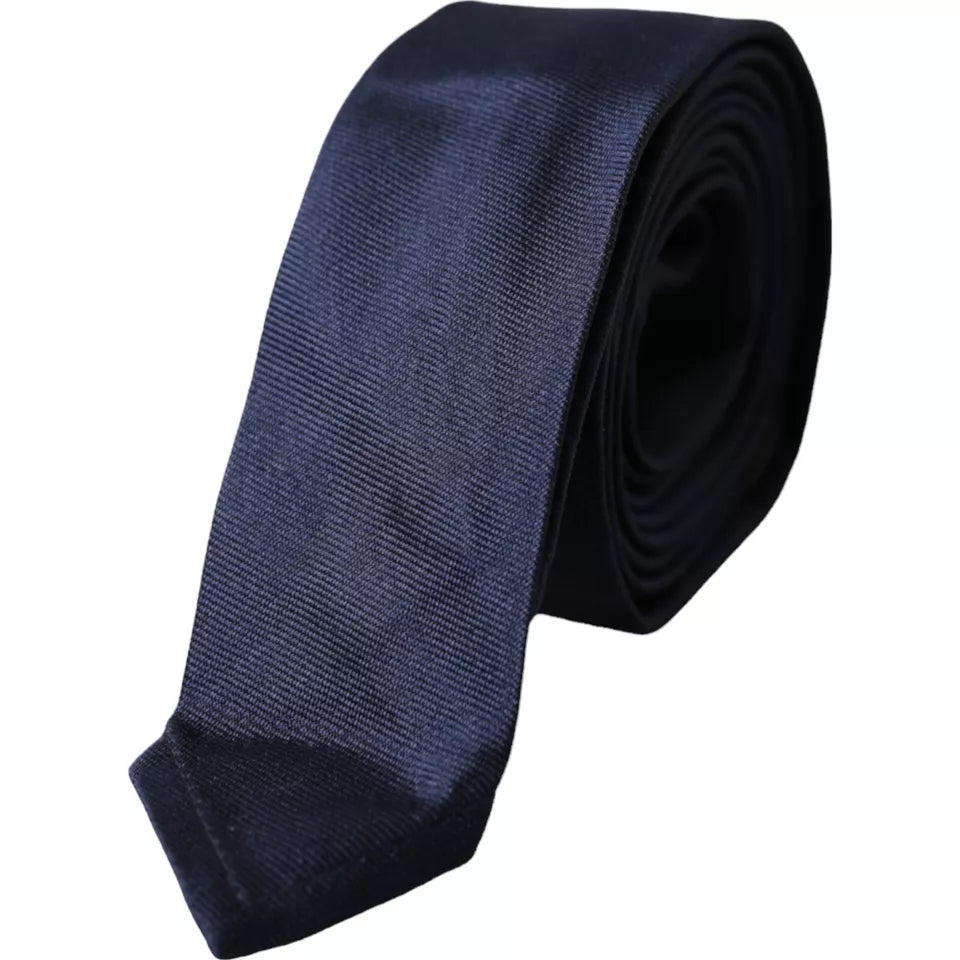 Dolce &amp; Gabbana Dark Blue Silk Skinny Adjustable Tie