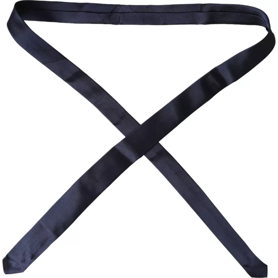 Dolce &amp; Gabbana Dark Blue Silk Skinny Adjustable Tie