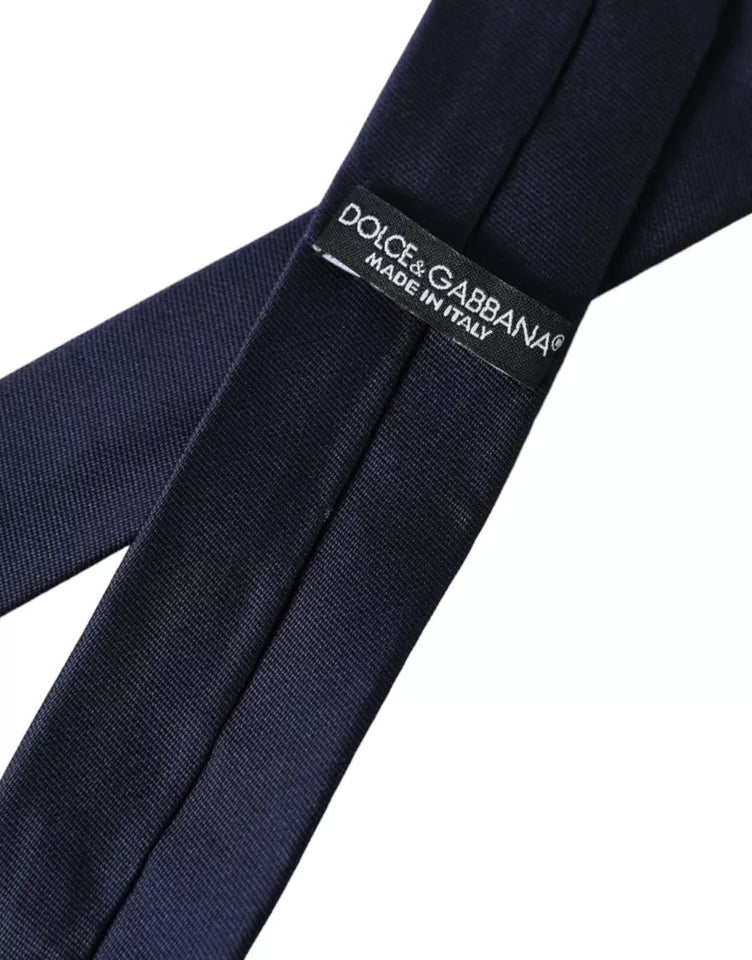 Dolce &amp; Gabbana Dark Blue Silk Skinny Adjustable Tie