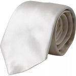 Dolce &amp; Gabbana White Satin Silk Adjustable Men Tie