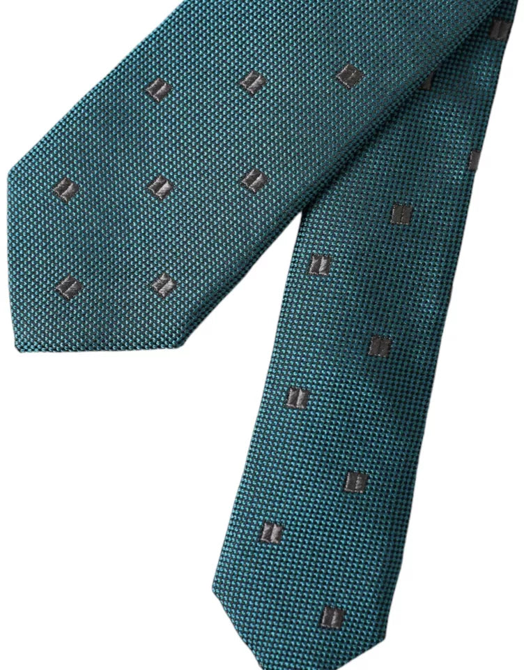Dolce &amp; Gabbana Green Patterned Silk Adjustable Men Tie